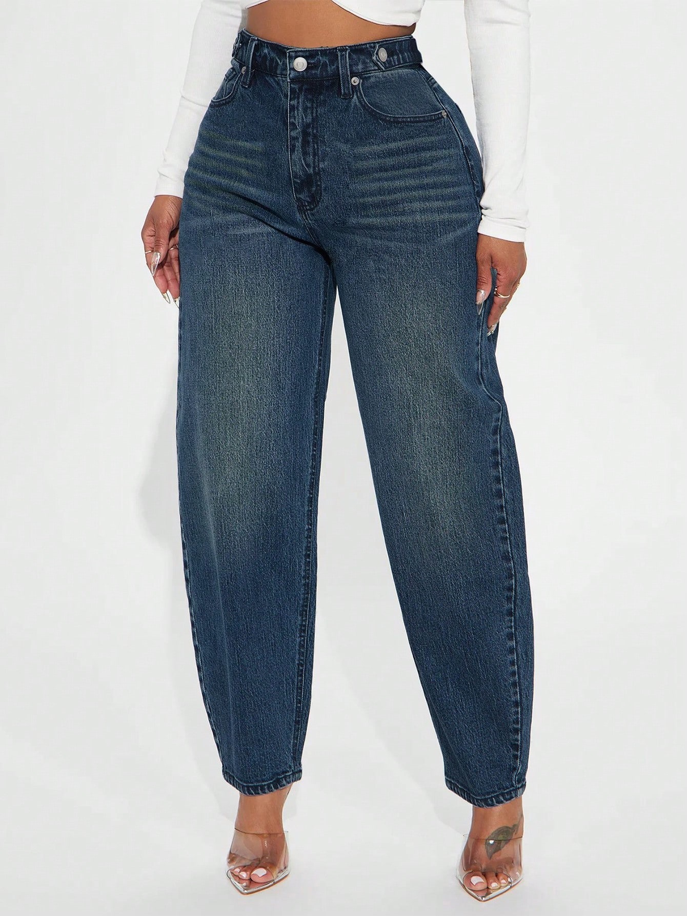 Casual Haren Pants - Blue Washed Denim Jeans for Women