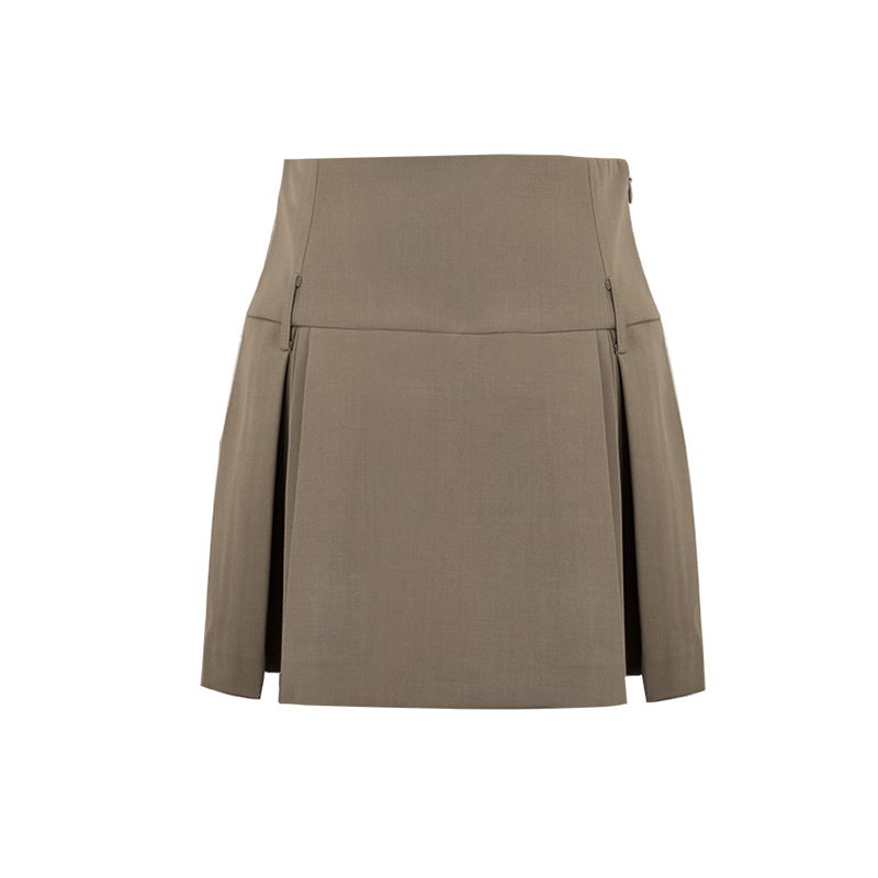 Khaki Pleated Mini Skirt - Versatile Style For All Occasions