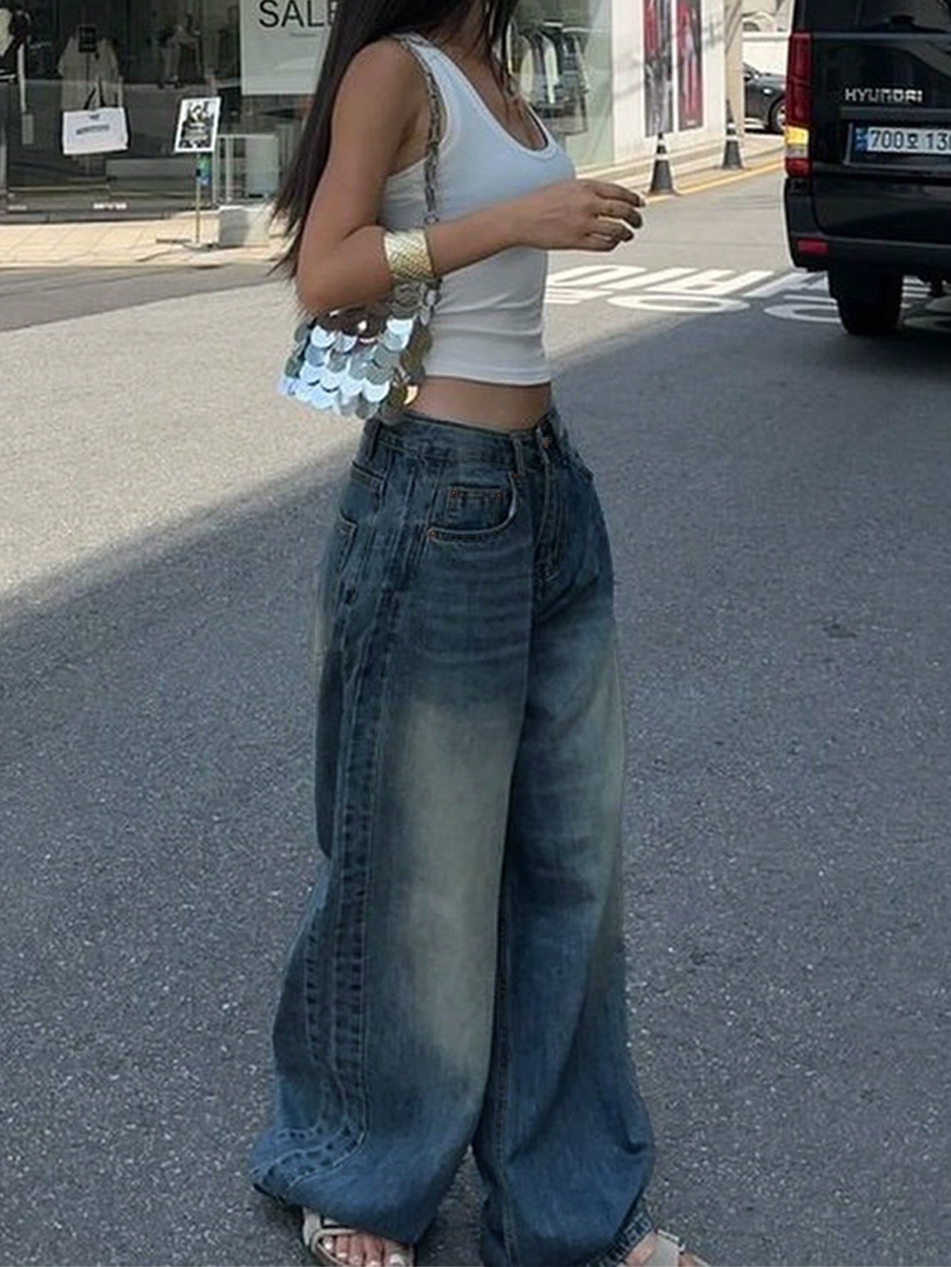 Retro Blue Washed Straight Leg Jeans - Loose, Versatile, and Casual Denim for Women