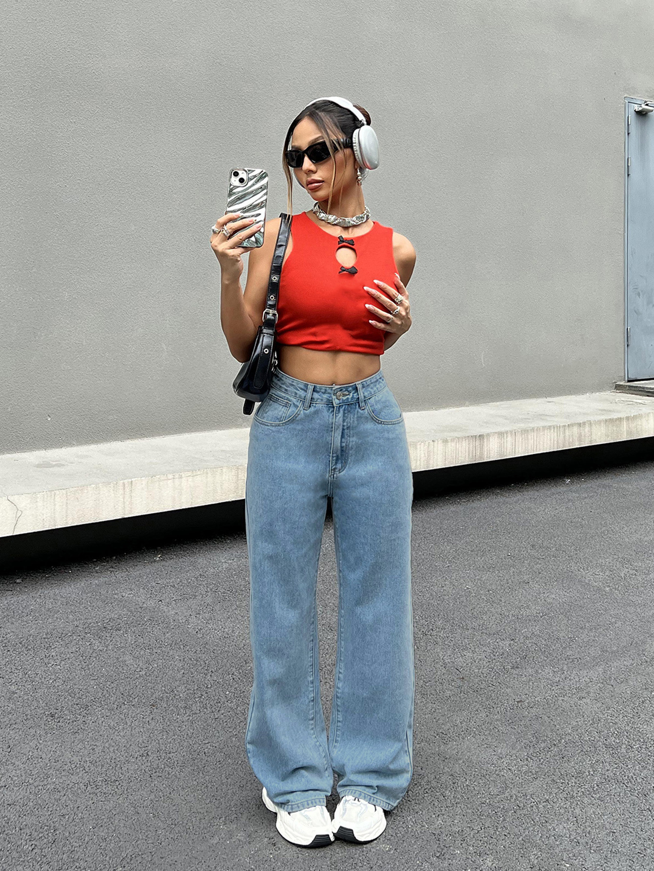 Strawberry Embroidered Cowboy Pants - Playful and Stylish Denim for Women