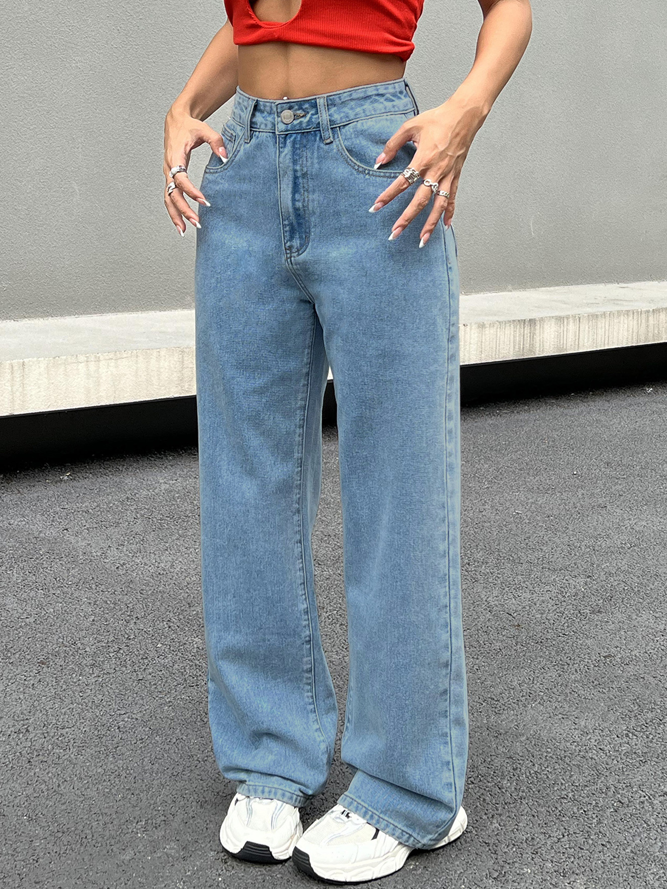 Strawberry Embroidered Cowboy Pants - Playful and Stylish Denim for Women