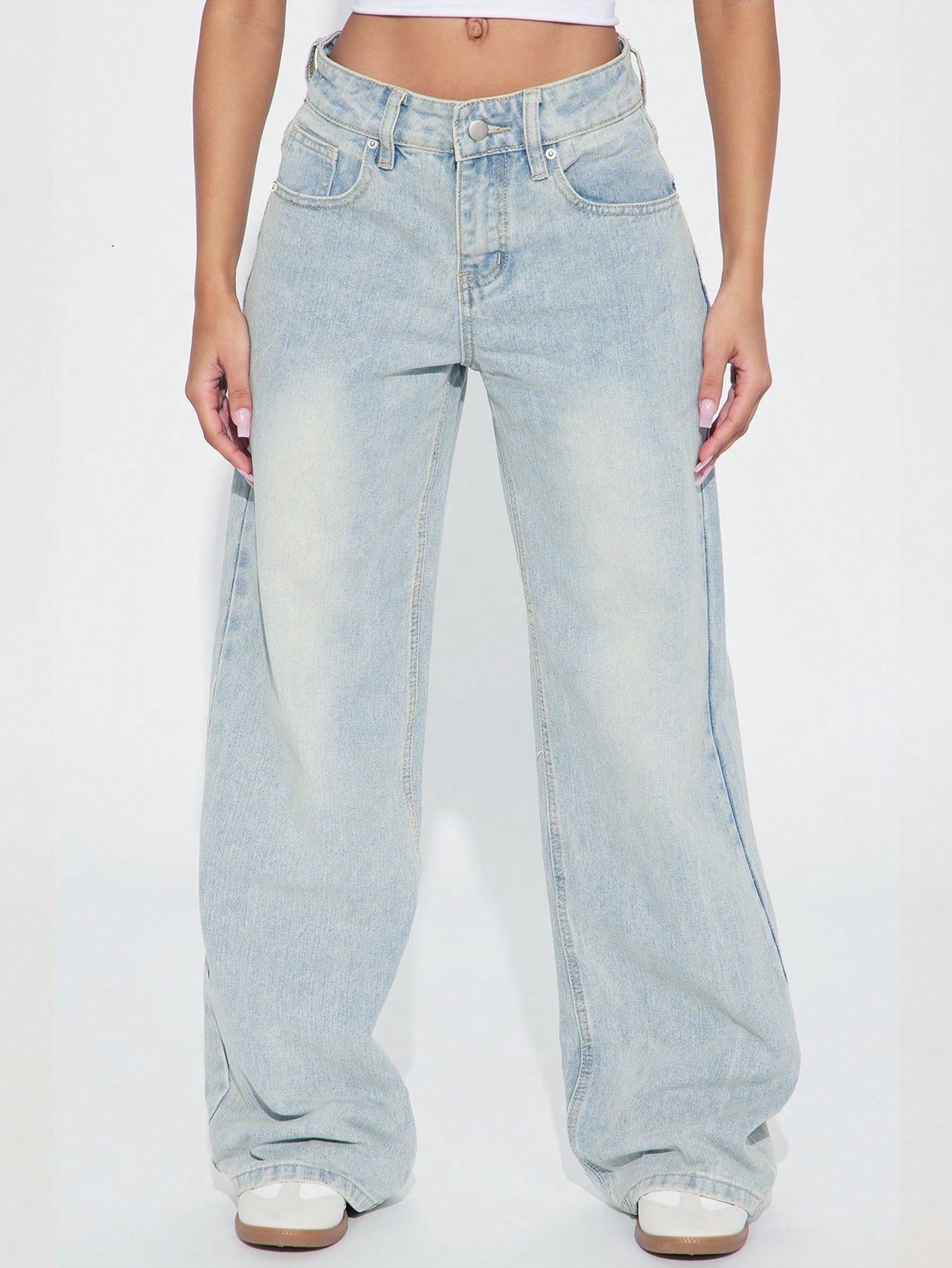 Wide Leg Straight Leg Versatile Casual Floor Pants - Long, Comfortable and Stylish Denim for Women