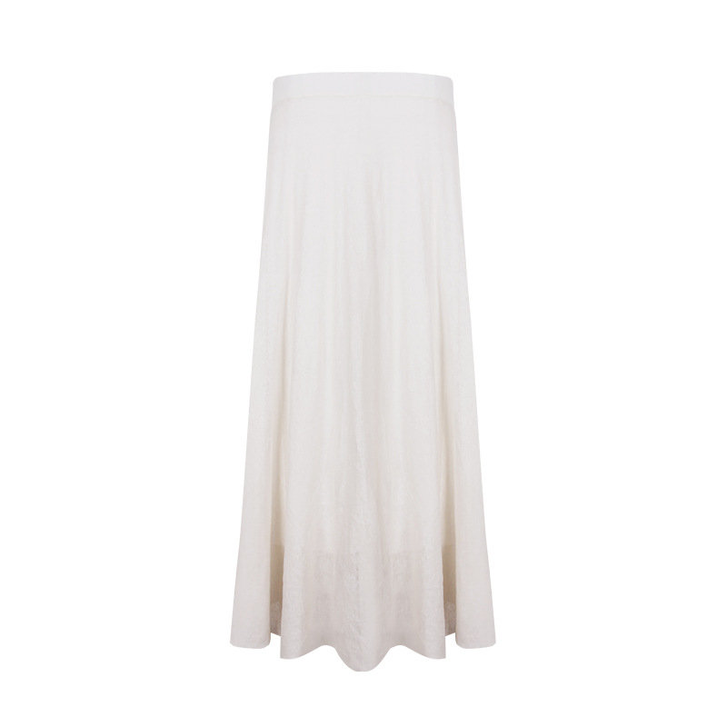 Elegant White Pleated Maxi Skirt - Flowing Versatility 02