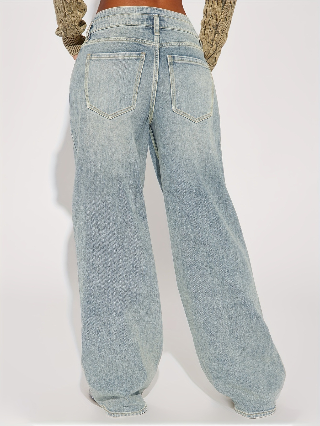 Buckle Design Retro Jeans - Stylish and Vintage-Inspired Denim for Women
