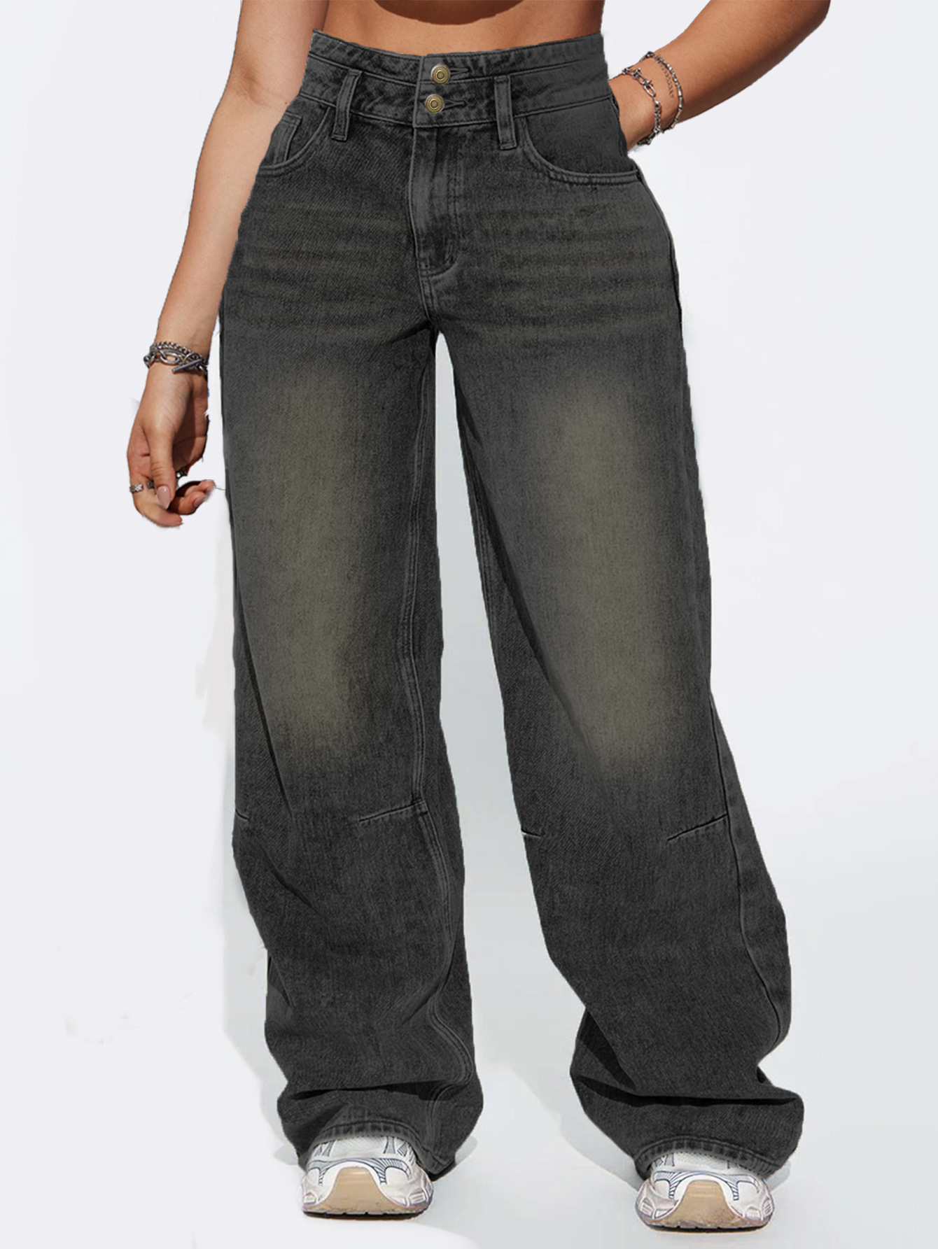 Buckle Design Retro Jeans - Stylish and Vintage-Inspired Denim for Women