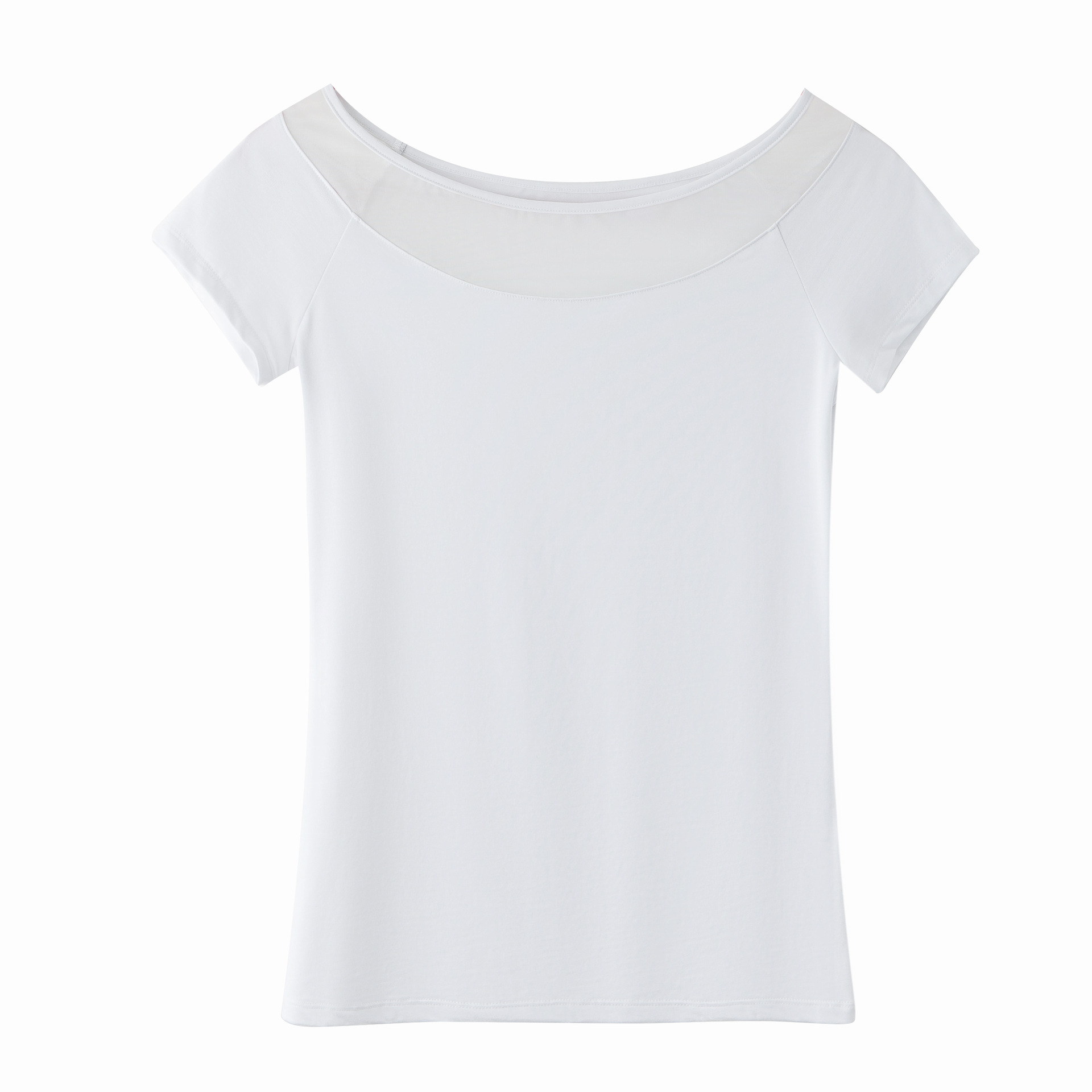 Elegant Women's Mesh Yoke Short-Sleeve T-Shirt