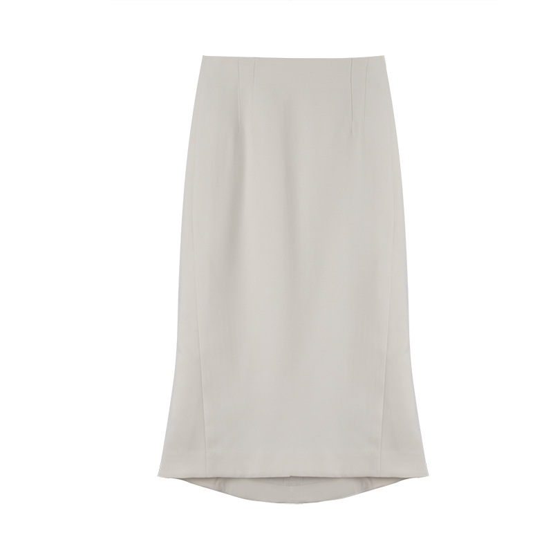 Elegant Solid Color Slim-Fit Skirt 01