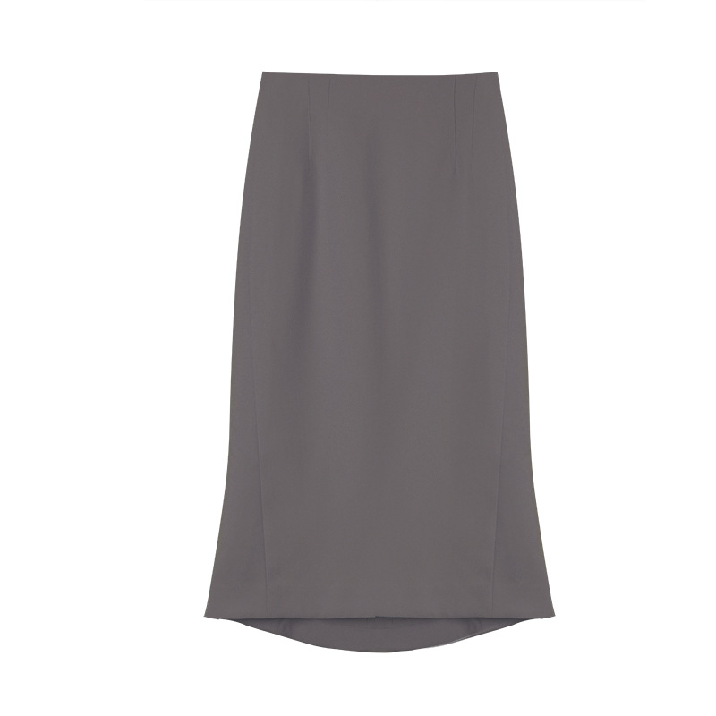 Elegant Solid Color Slim-Fit Skirt 02