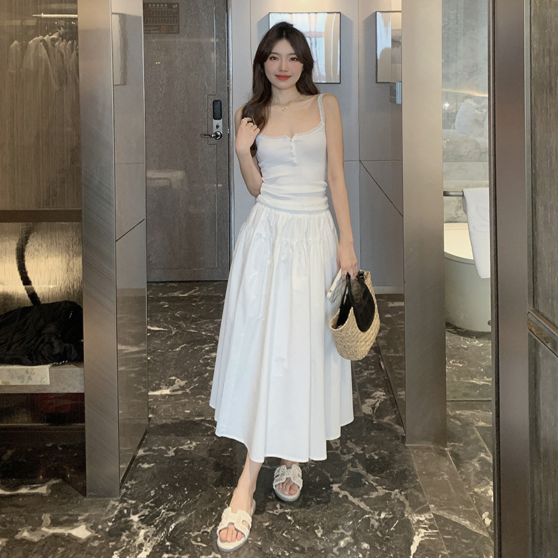 Flowy White A-Line Skirt 02