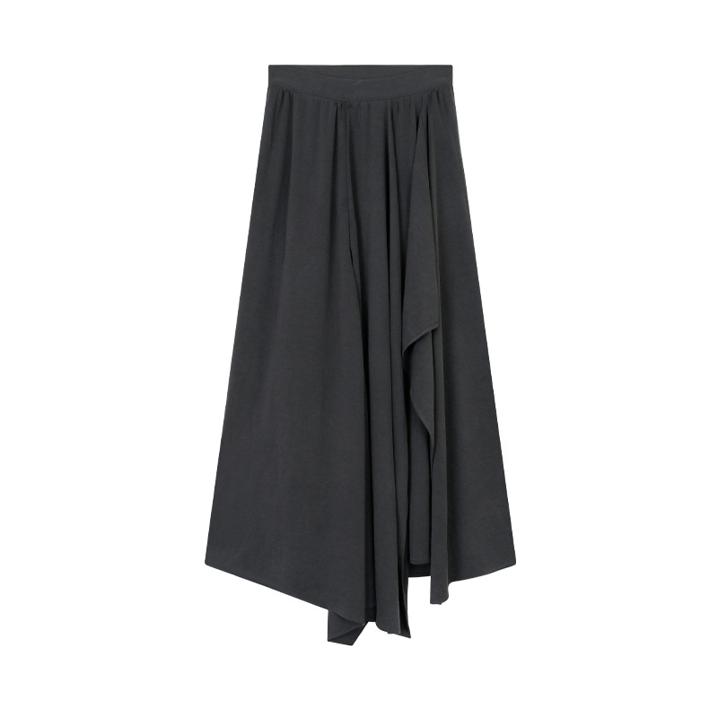 Elegant Black Asymmetric Hem Skirt