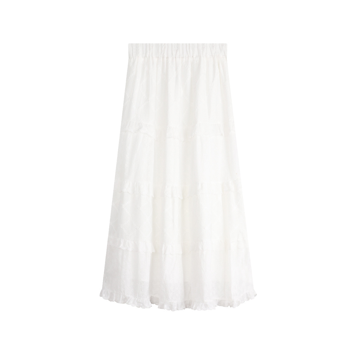 Elegant White Tiered Ruffle Skirt - Versatile & Feminine