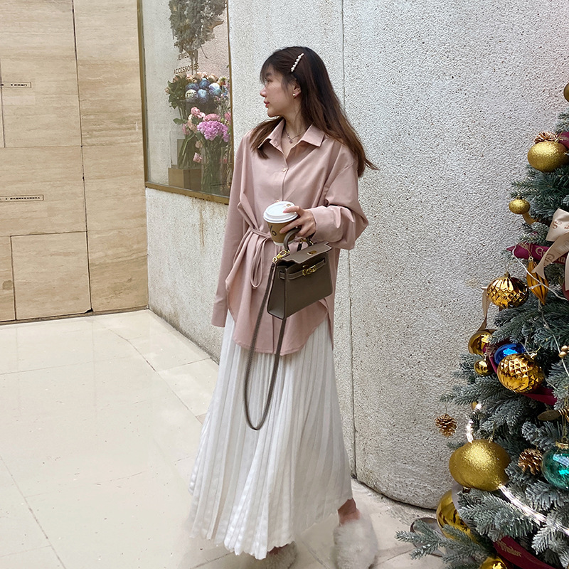 Elegant Pleated Long Skirt - Versatile Feminine Style