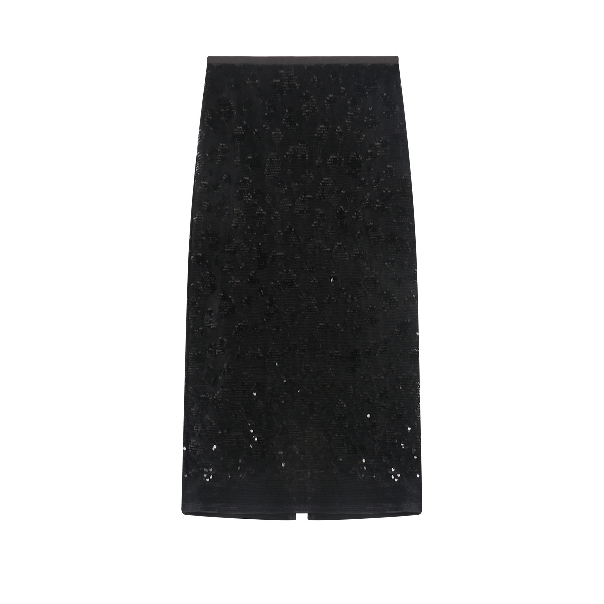 Elegant Black Sequined Midi Skirt - Versatile Sparkling Silhouette