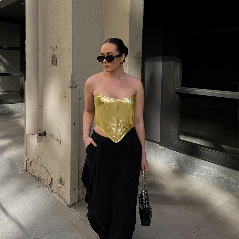 Metallic Waistband Sexy Top