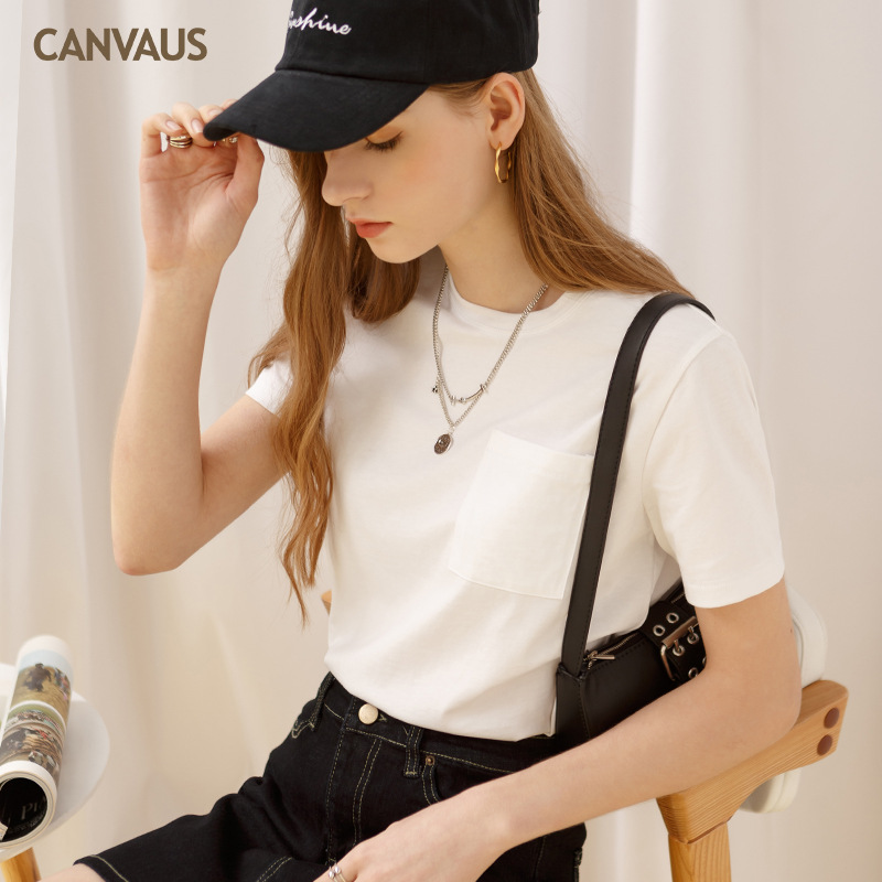 Women's Casual Pocket T-Shirt - Soft Cotton Blend with Versatile Style