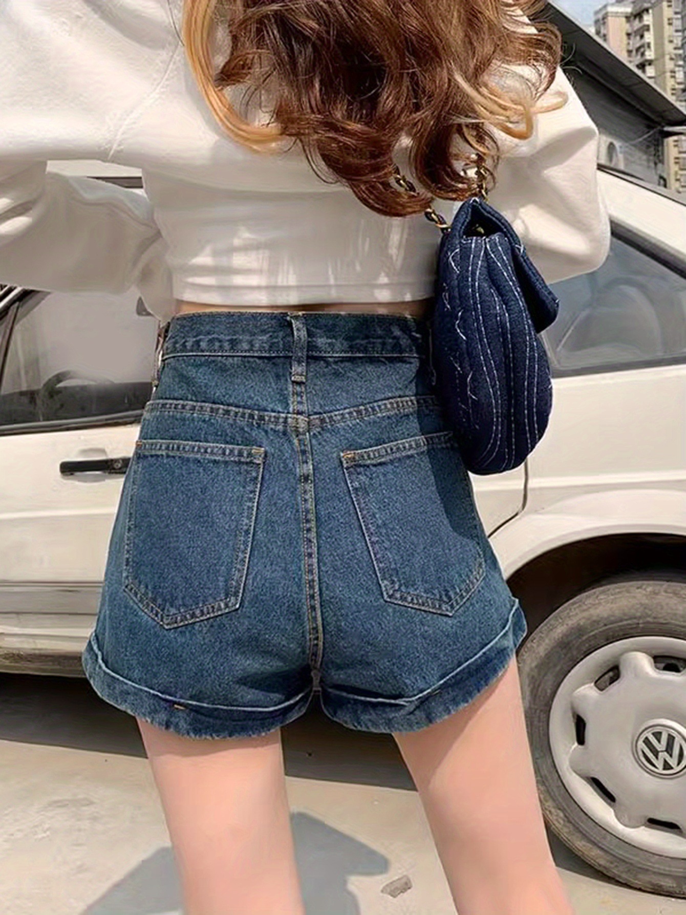 Retro Rolled Denim Shorts - Stylish and Trendy Shorts for Women