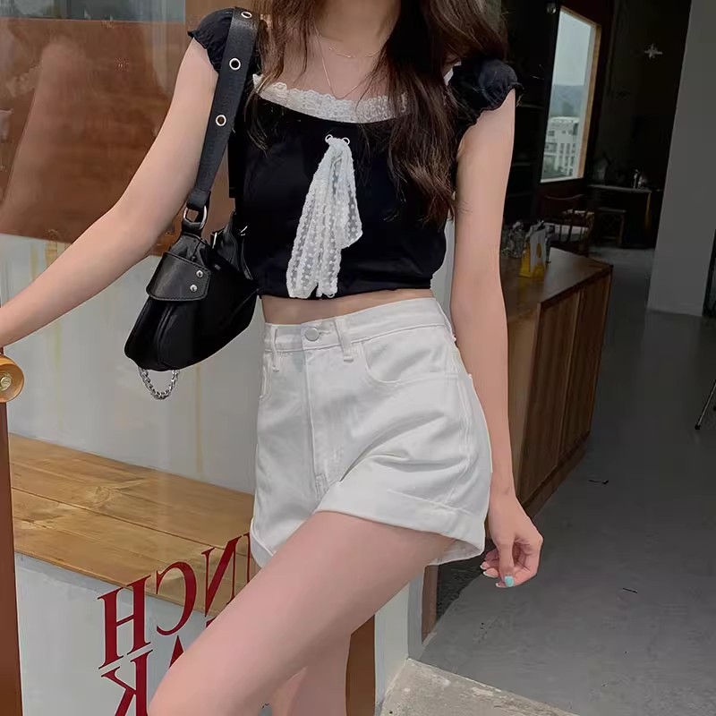 Retro Rolled Denim Shorts - Stylish and Trendy Shorts for Women