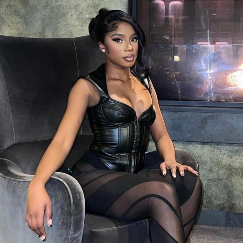 Sexy PU Sleeveless Chest Hugging Vest - Sexy and Stylish Women's Vest for Parties and Dates