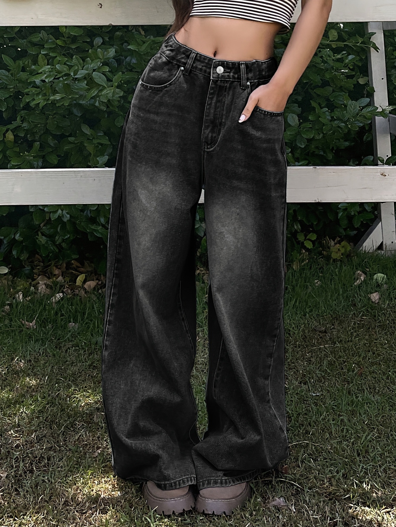 Design Inspired Wide Leg Jeans - Trendy and Flattering Denim for Women