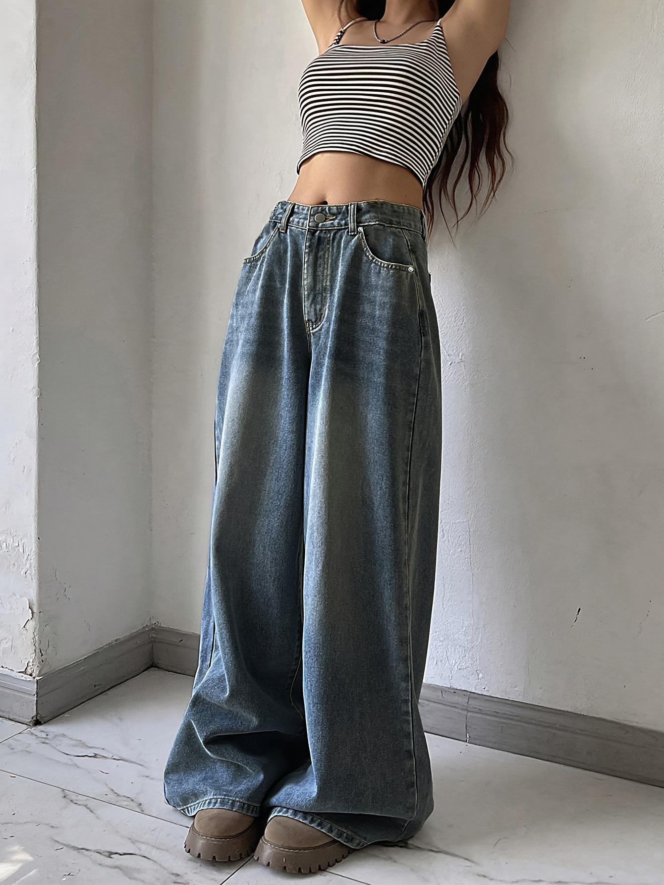 Design Inspired Wide Leg Jeans - Trendy and Flattering Denim for Women