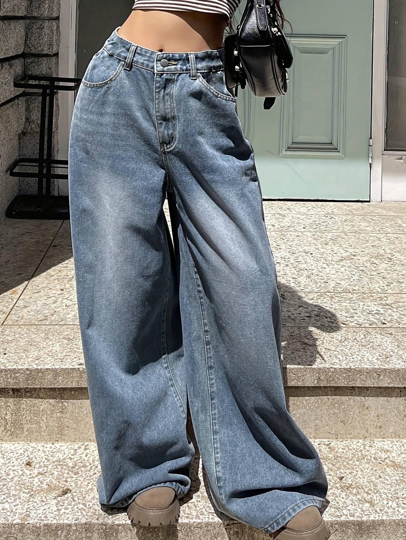 Design Inspired Wide Leg Jeans - Trendy and Flattering Denim for Women