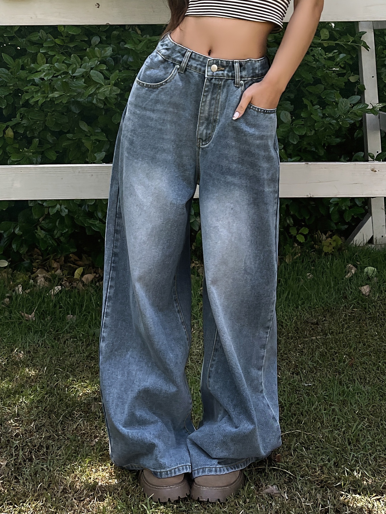 Design Inspired Wide Leg Jeans - Trendy and Flattering Denim for Women