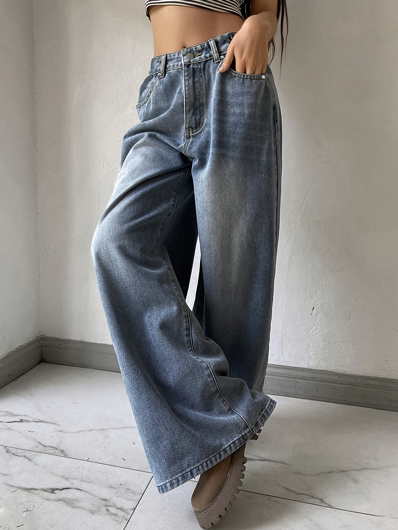 Design Inspired Wide Leg Jeans - Trendy and Flattering Denim for Women