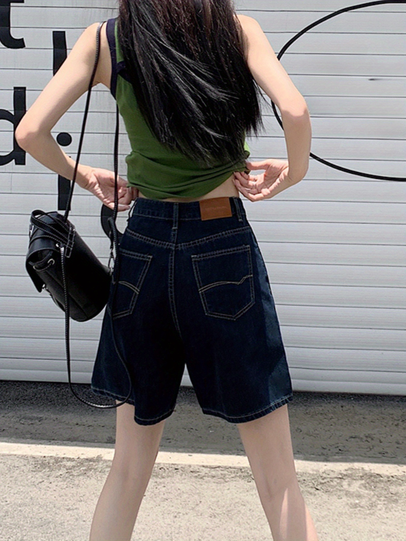 High - Waist Washed Straight Leg Denim Shorts - Stylish and Comfortable Shorts for Women