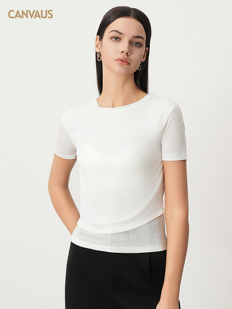 Elegant Basic Short-Sleeve T-Shirt - Women's Versatile Wardrobe Staple