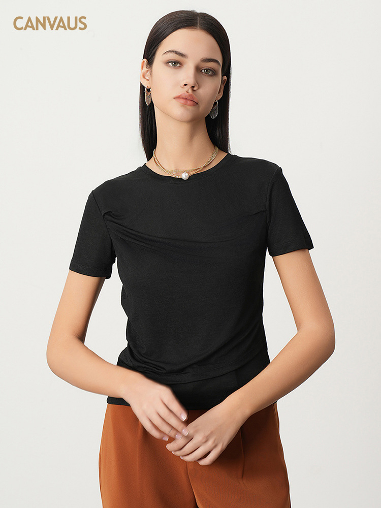 Elegant Basic Short-Sleeve T-Shirt - Women's Versatile Wardrobe Staple