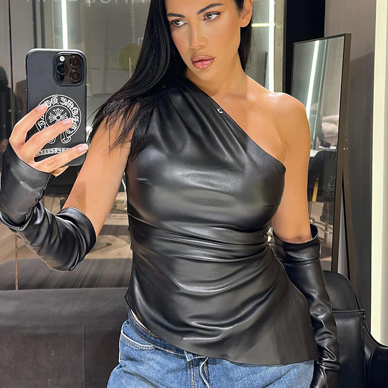 Sleeveless Diagonal Collar And Sleeve Top For Women - Stylish and Comfortable Women's Top