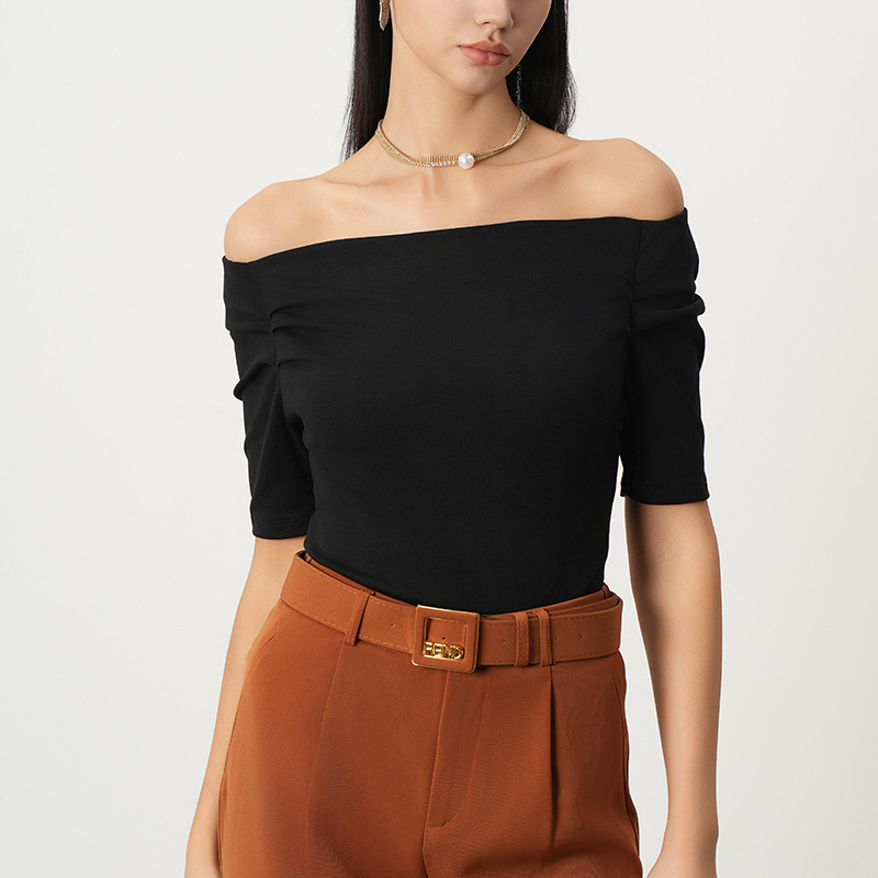 Off-Shoulder Solid Color Top 02