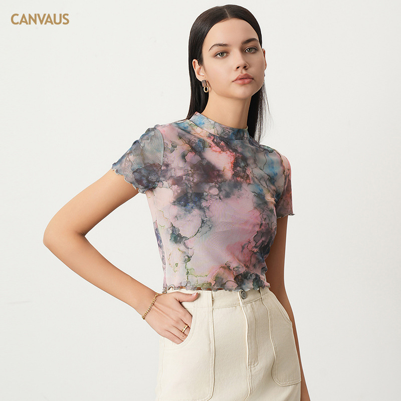 Vibrant Watercolor Tie-Dye Cropped T-Shirt