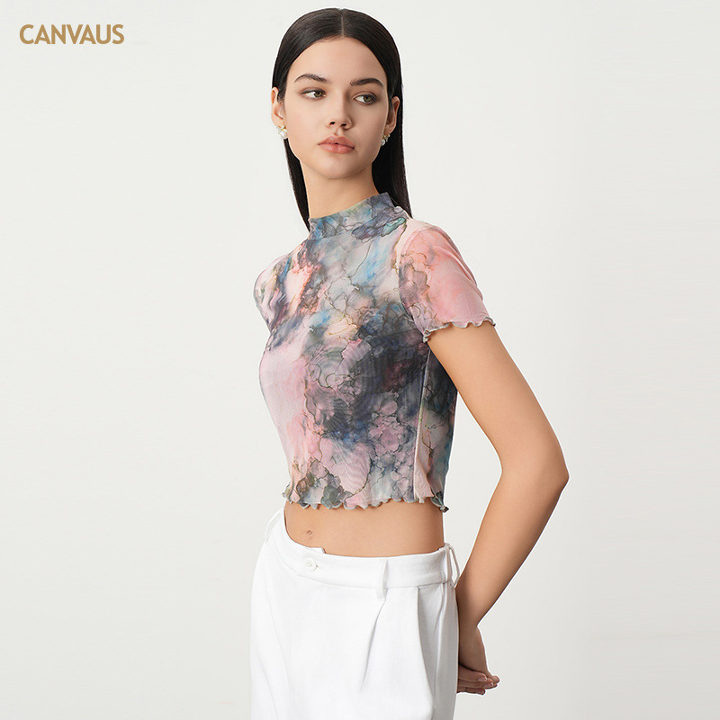 Vibrant Watercolor Tie-Dye Cropped T-Shirt