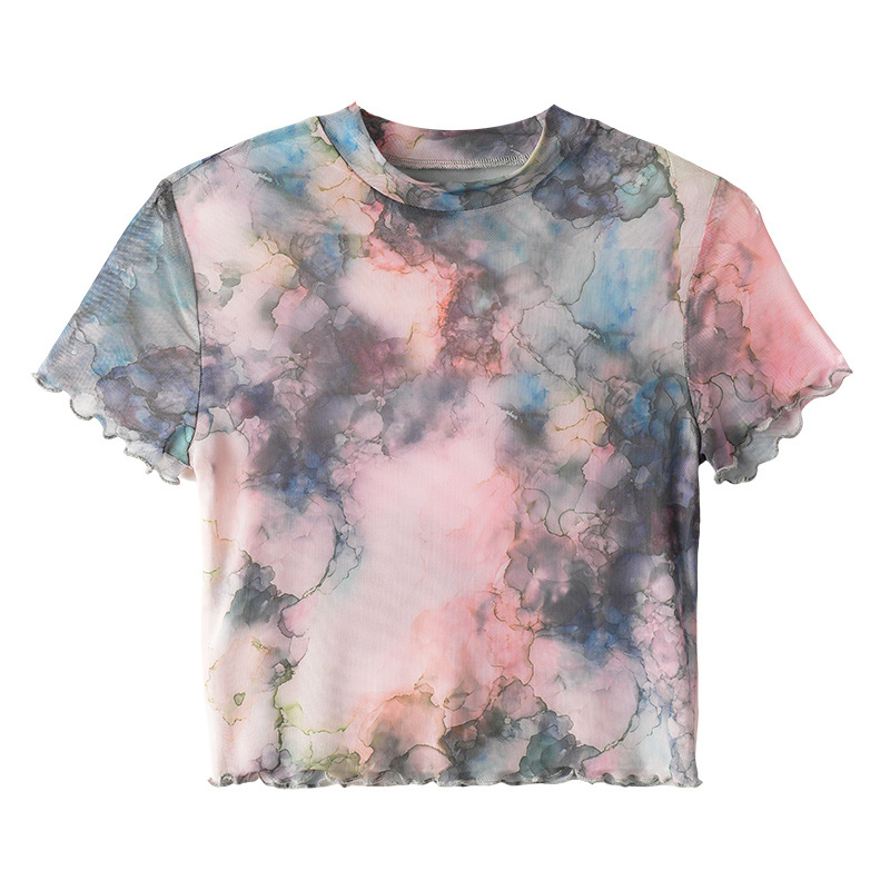 Vibrant Watercolor Tie-Dye Cropped T-Shirt 01