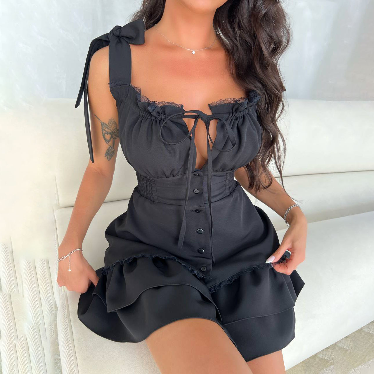 Summer New Bow-Tie Backless Spaghetti Strap Dress