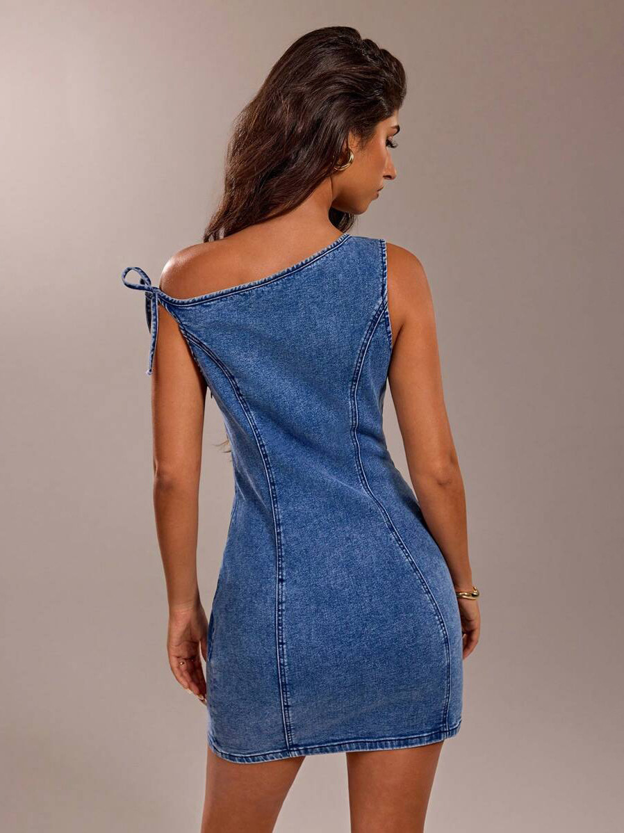 Vintage Asymmetric Tie-Waist Cowboy Skirt Dress