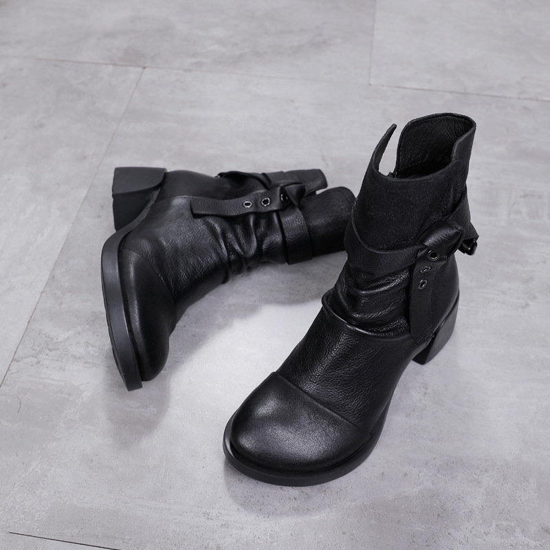 Leather Knight Boot High - Heel Ankle Boot