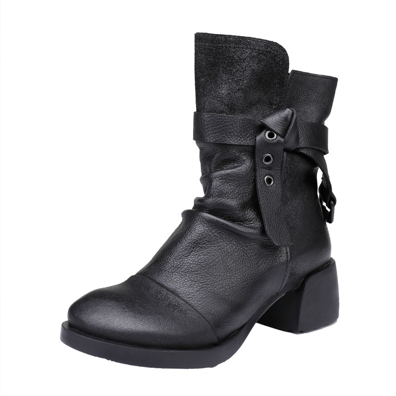 Leather Knight Boot High - Heel Ankle Boot