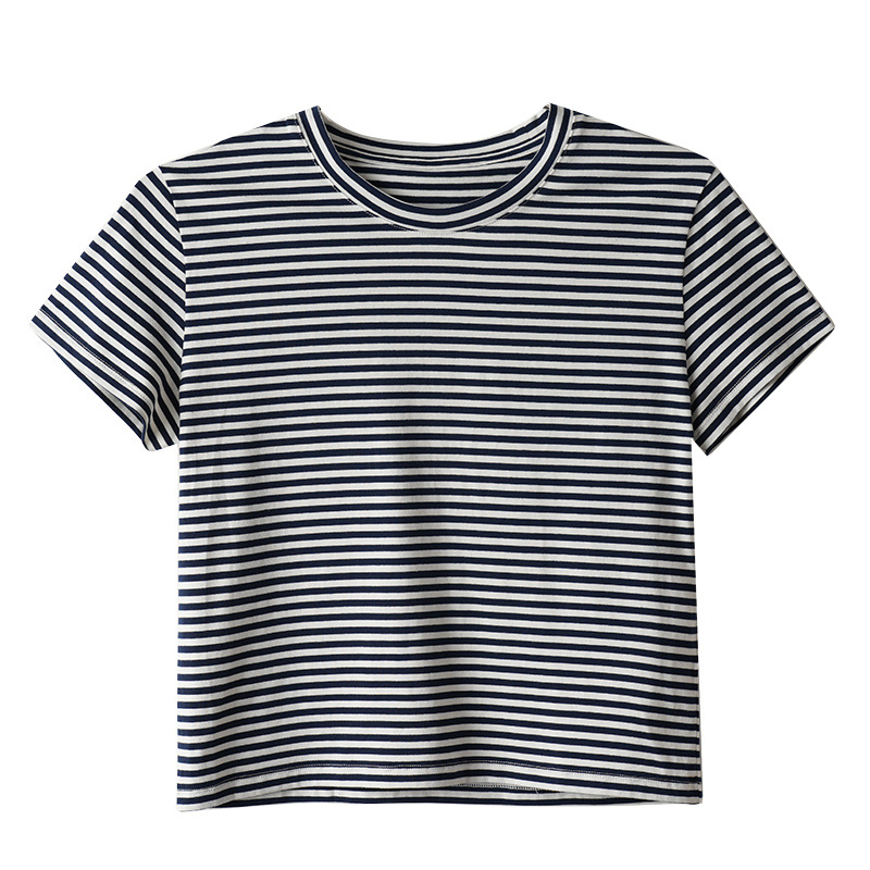 Striped Crew Neck T-Shirt - Classic Casual Style 01