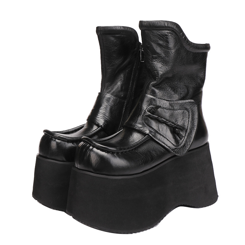 Thick - Sole Genuine Leather Vintage Slim Boot