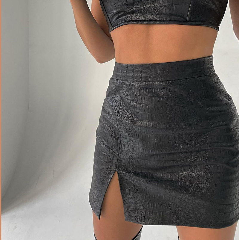 Strapless Sexy High-Waisted Skirt Set with Slit