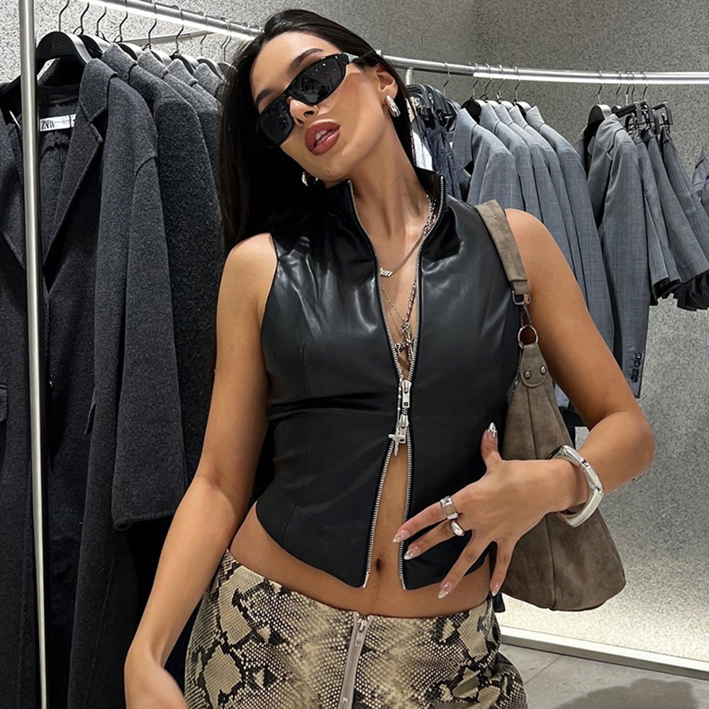 Sexy Backless PU Vest