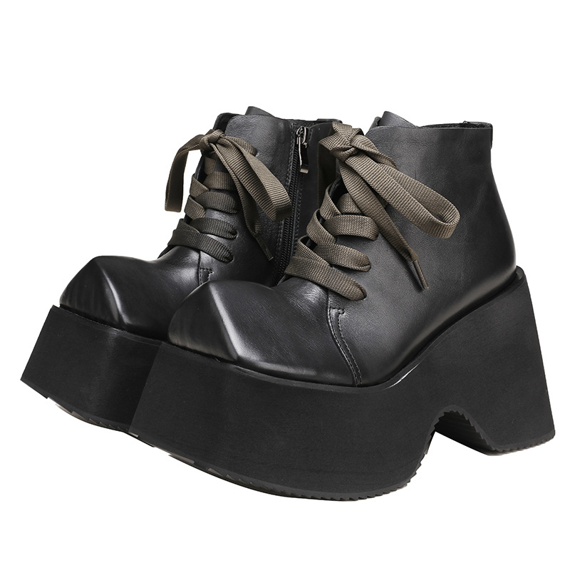 Leather Knight Boot with High Heel