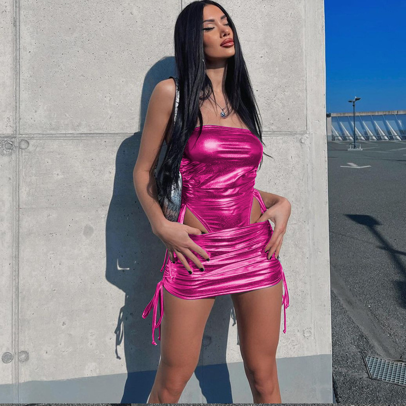 Fashionable Drawstring Jumpsuit with Hip Skirt - Stylish One-Piece Set