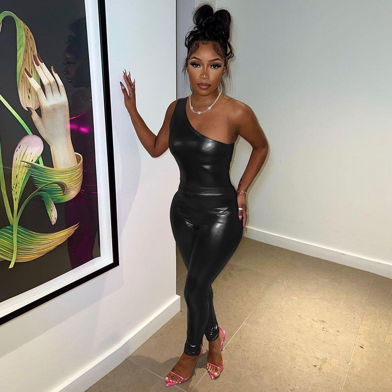 Shiny One Shoulder Jumpsuit