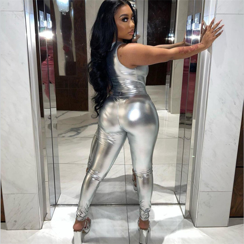 Shiny One Shoulder Jumpsuit