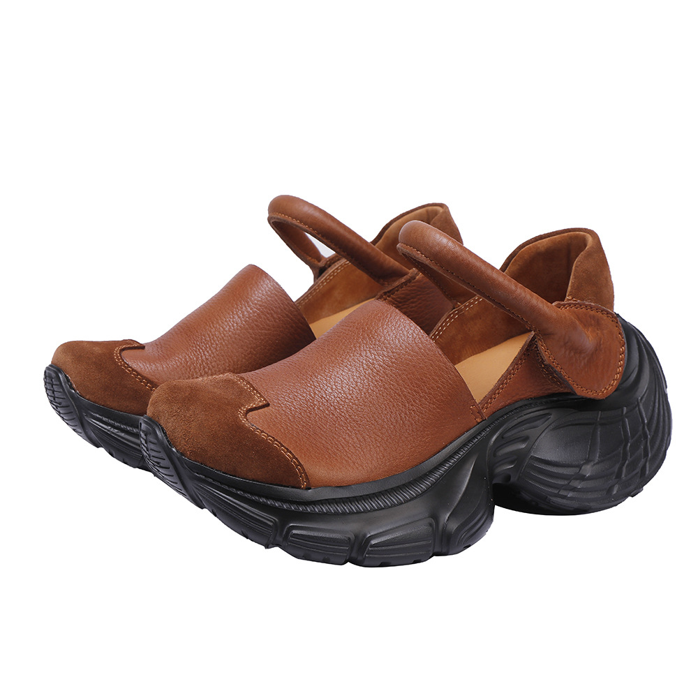 Men's First - Layer Cowhide Chunky - Heel Casual Sneakers - Retro & Comfy