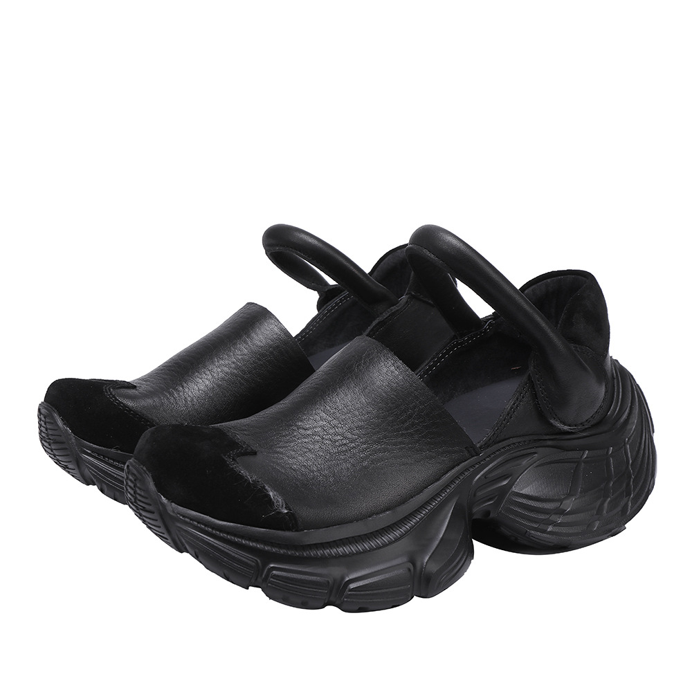 Men's First - Layer Cowhide Chunky - Heel Casual Sneakers - Retro & Comfy