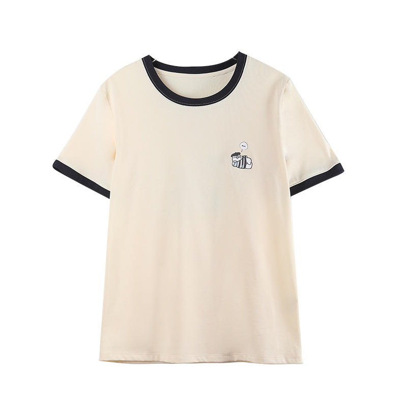 Adorable Zebra Embroidered Round Neck T-Shirt